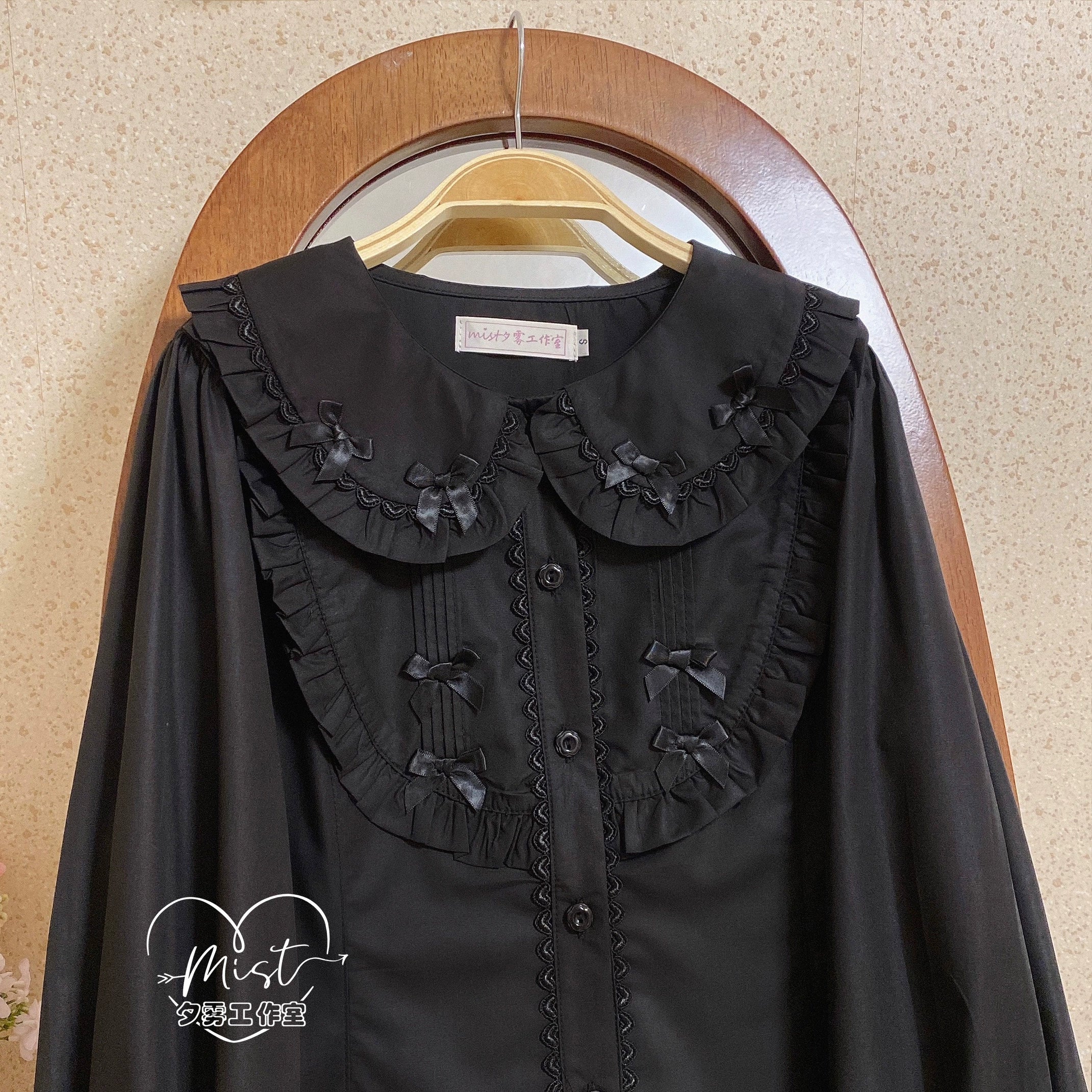 MIST~Sweet Lolita Blouse Doll Collar Lolita Shirt With Bubble Sleeve 28540:628346