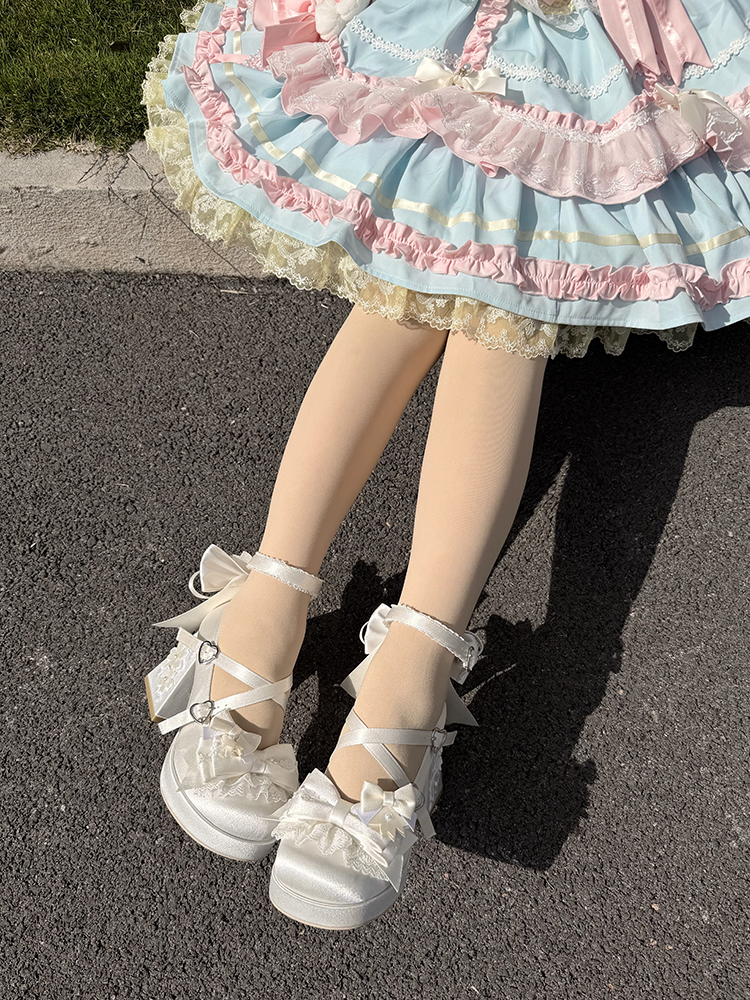 Sakura Oath - Sweet Lolita Chunky Heel, 3D Floral Decoration 44458:808980