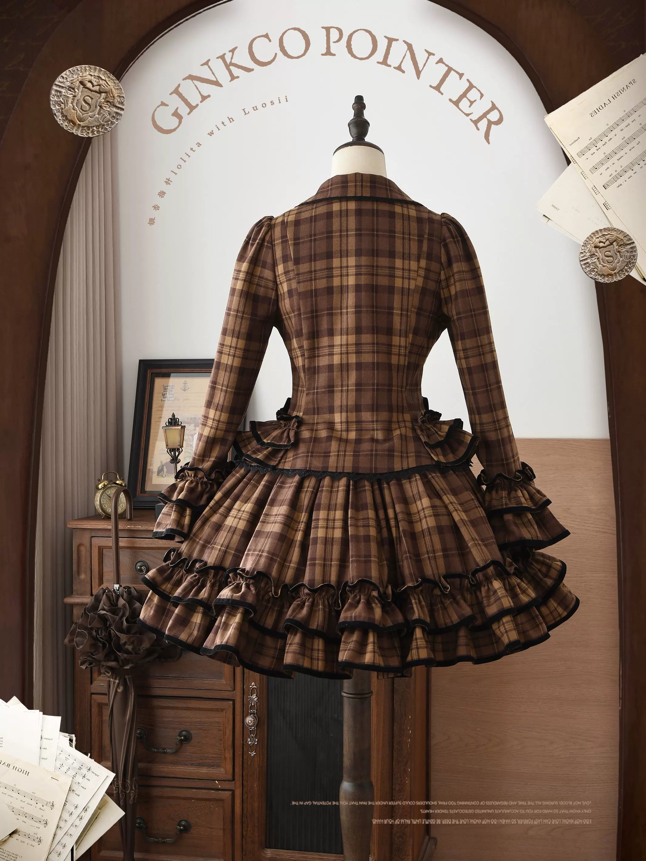 Chris's Notes - Old School Lolita Plaid Coat Set, Tiered Skirt