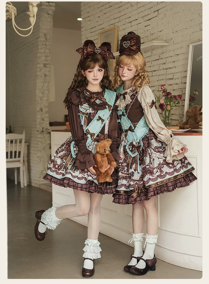 Alice Girl - Bear Chocolate Bar - Kawaii Lolita JSK & Salopette Dress