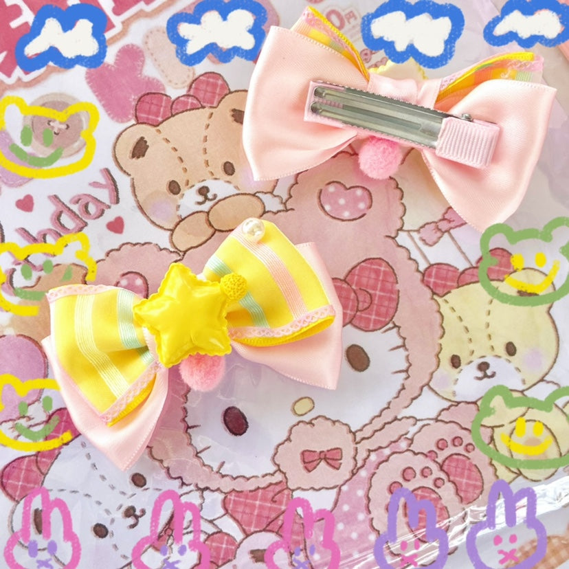 Bow Terminator - Sweet Lolita Head Accessory Handmade Hairpin a yelow hair pin