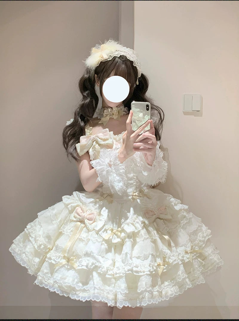 Luminous Whisper - Sweet Lolita Princess Jumper Dress, Layered Hem