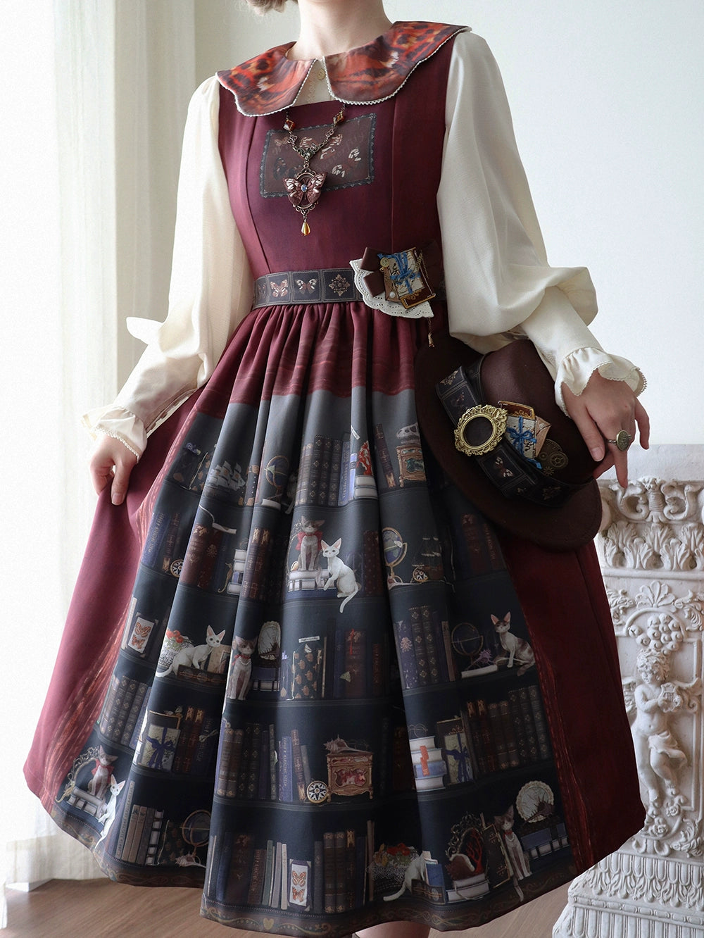 Miss Point - German Bookshelf - Classic Lolita Blouse, Butterfly-Shaped Collar 44025:791992