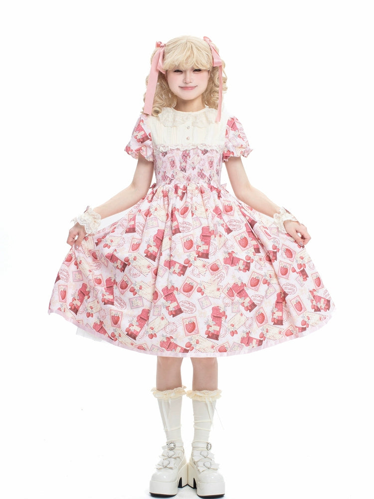Strawberry Witch - Kawaii Lolita OP Dress, Strawberry Print (2XL 3XL L M S XL) 43836:786689