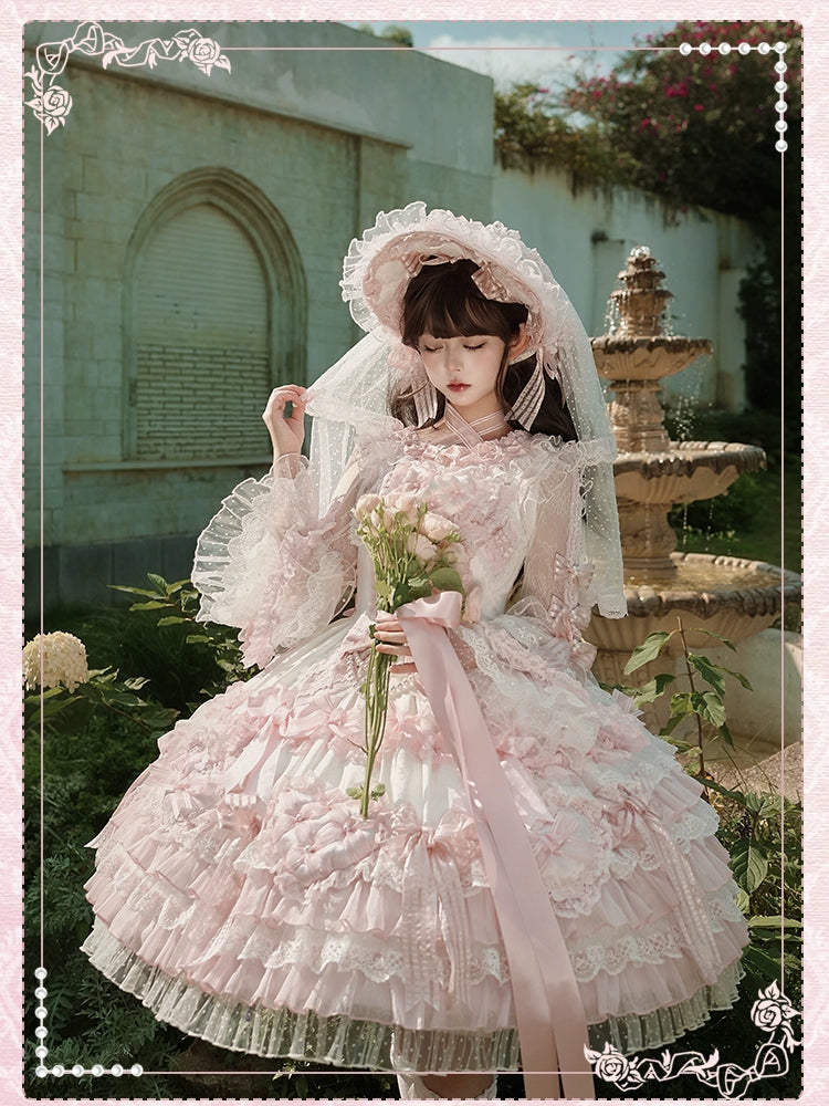 Shuang Sheng Xiao Xiong - Heart of Love - Lace Sweet Lolita Shirt, Hime-Sleeves