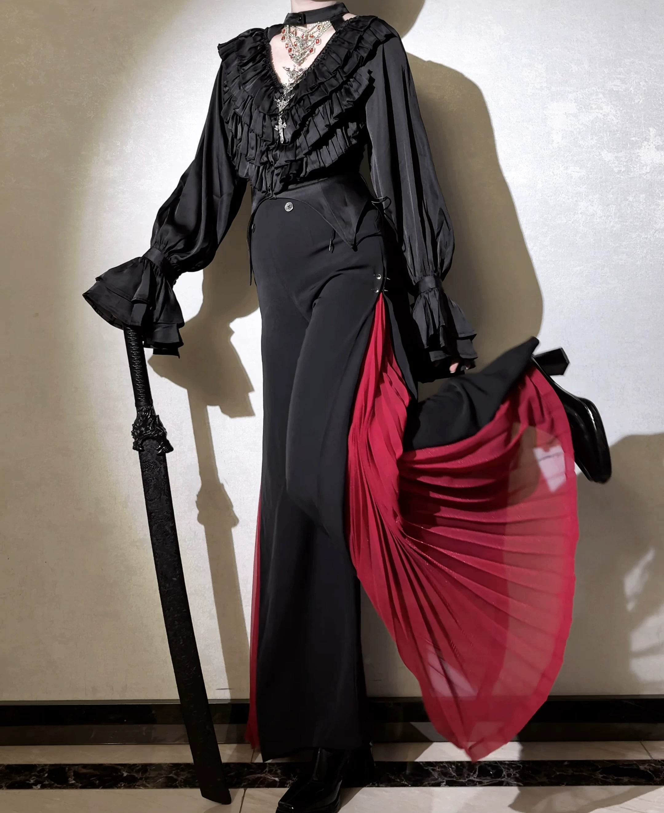 Knight Paradox - High Waist Ouji Lolita Pants, Side Pleats