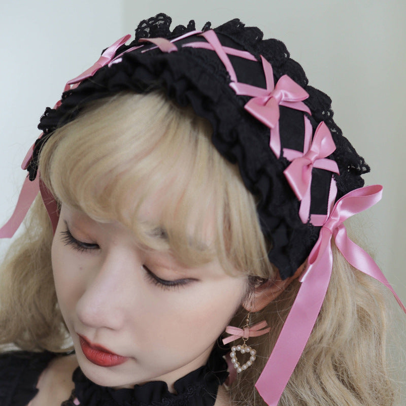 Sweet Japanese Style Lolita Headwear Multicolors One Size Love Overture-Black