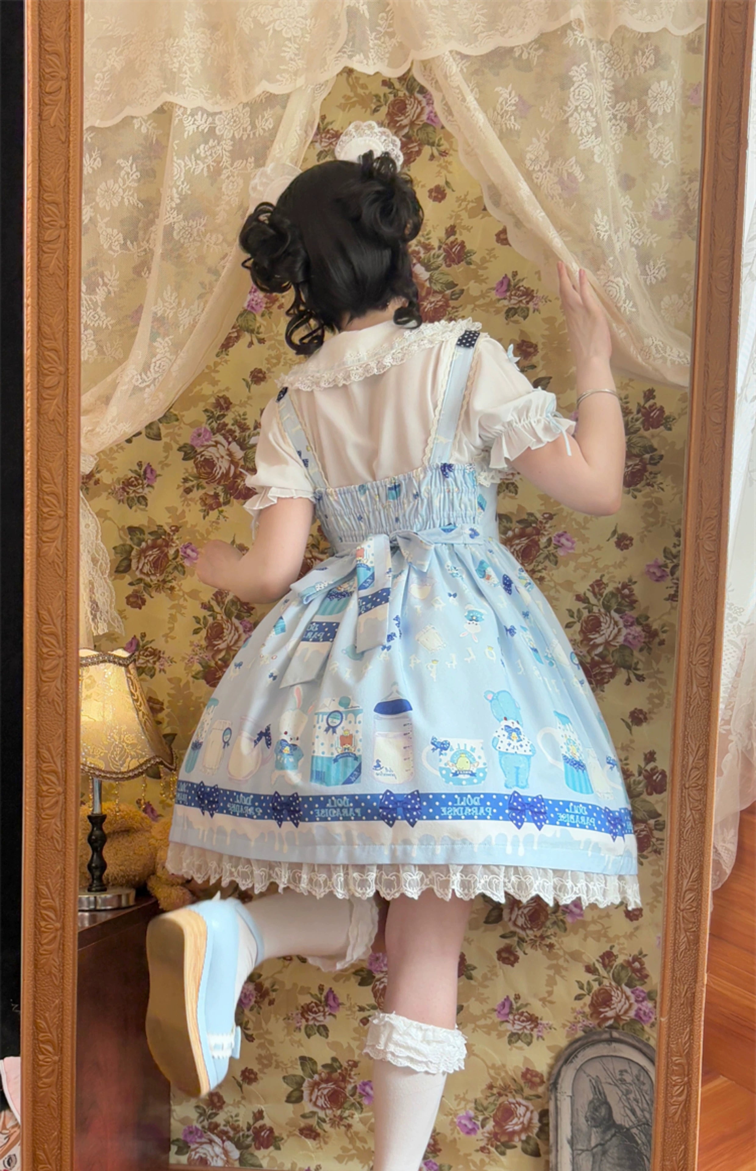To Alice - Dear Dolls - Kawaii Lolita JSK Dress, Bear & Bunny Print 44016:791830