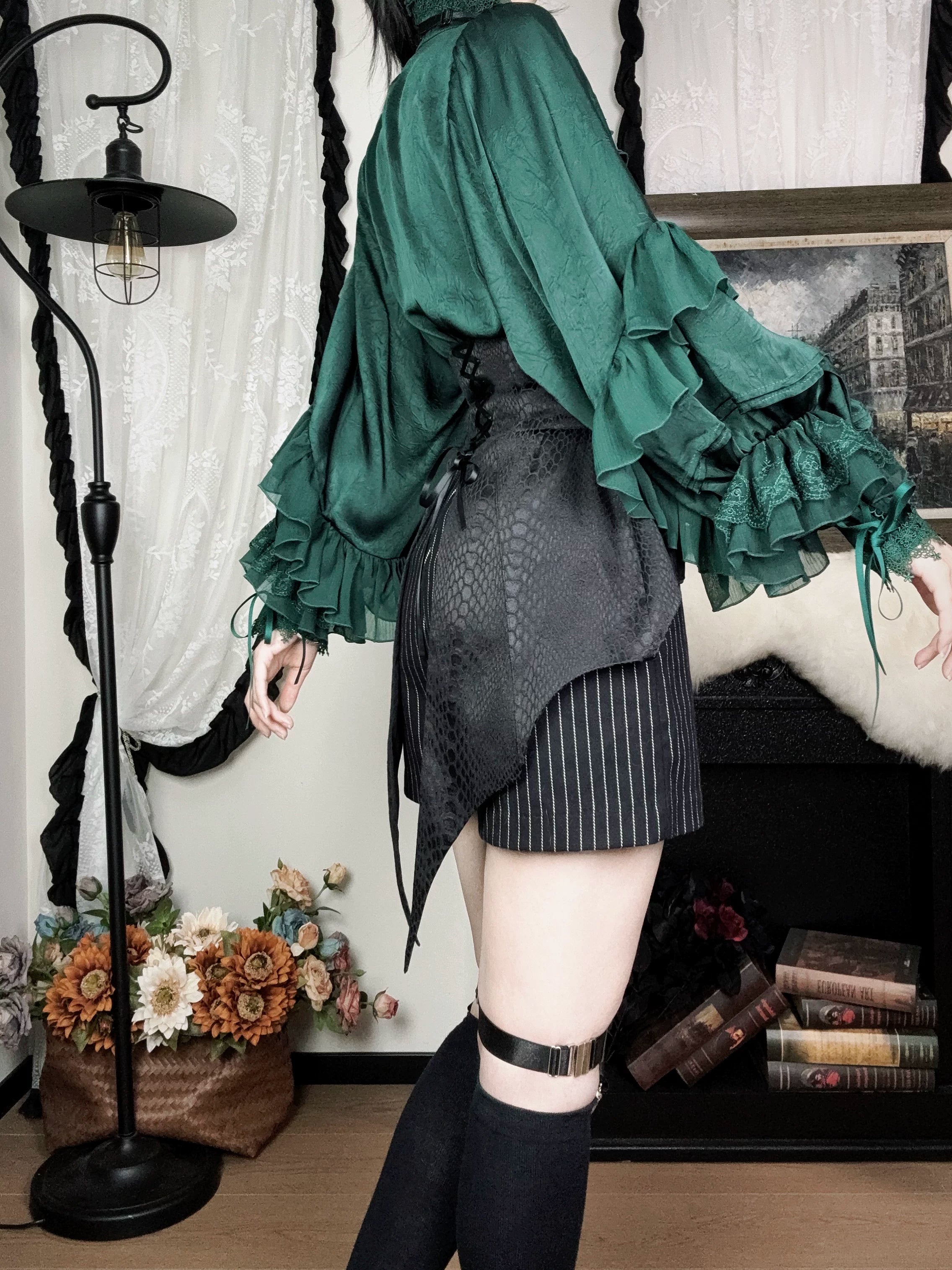 Blue Moon Bone Erosion - Gothic Lolita Waist Cincher, Bat Wing Hem 44453:809592