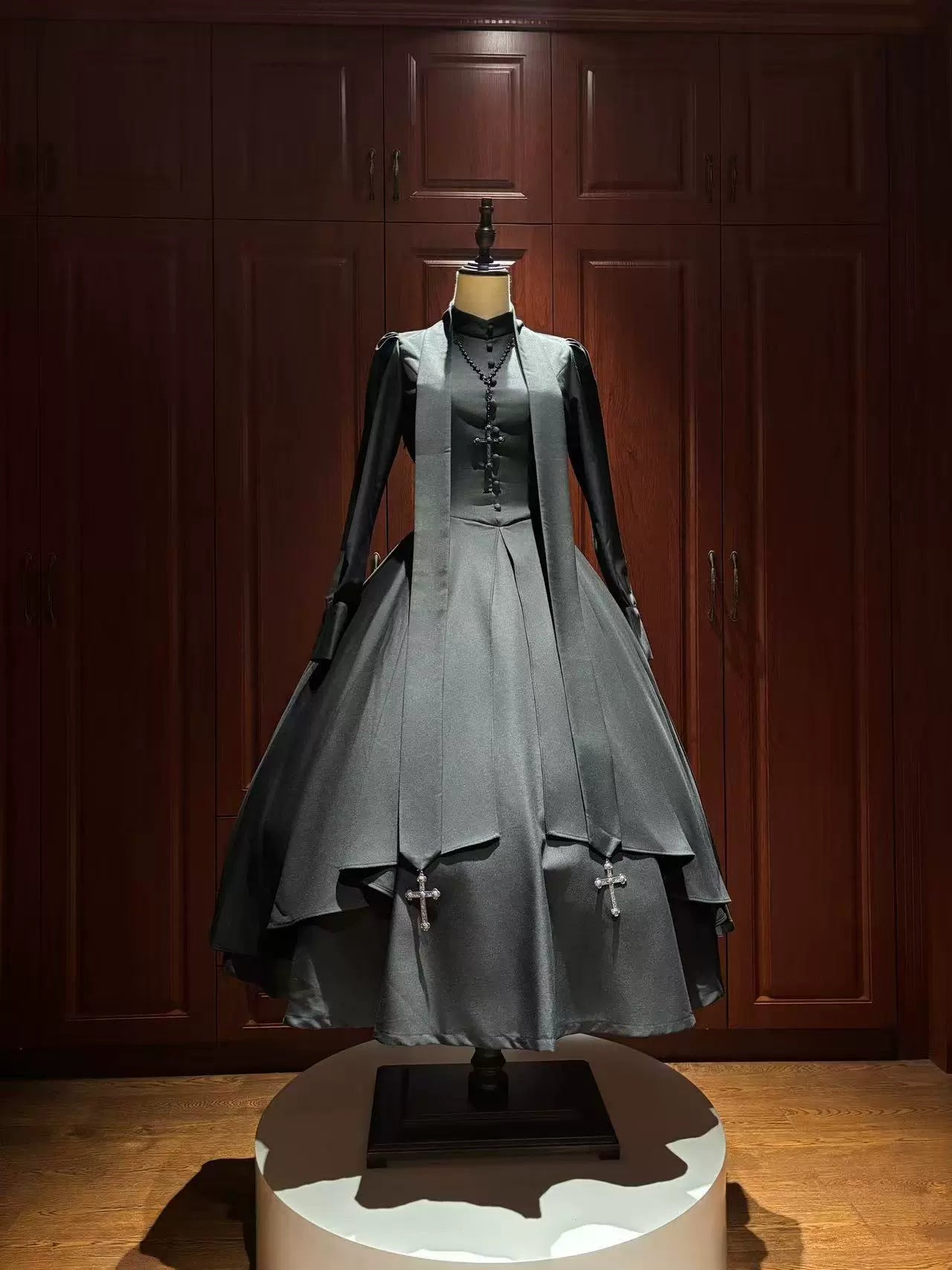 LetterfromGod - Night Watchman - Gothic Lolita OP Dress, Open-Front Hem 43998:791567