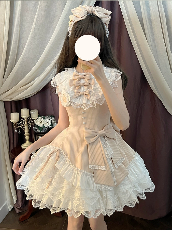 Alice Girl~Arrogant Miss~Sweet Lolita Jumper Dress with Tiered Lace Dress 41484:699396