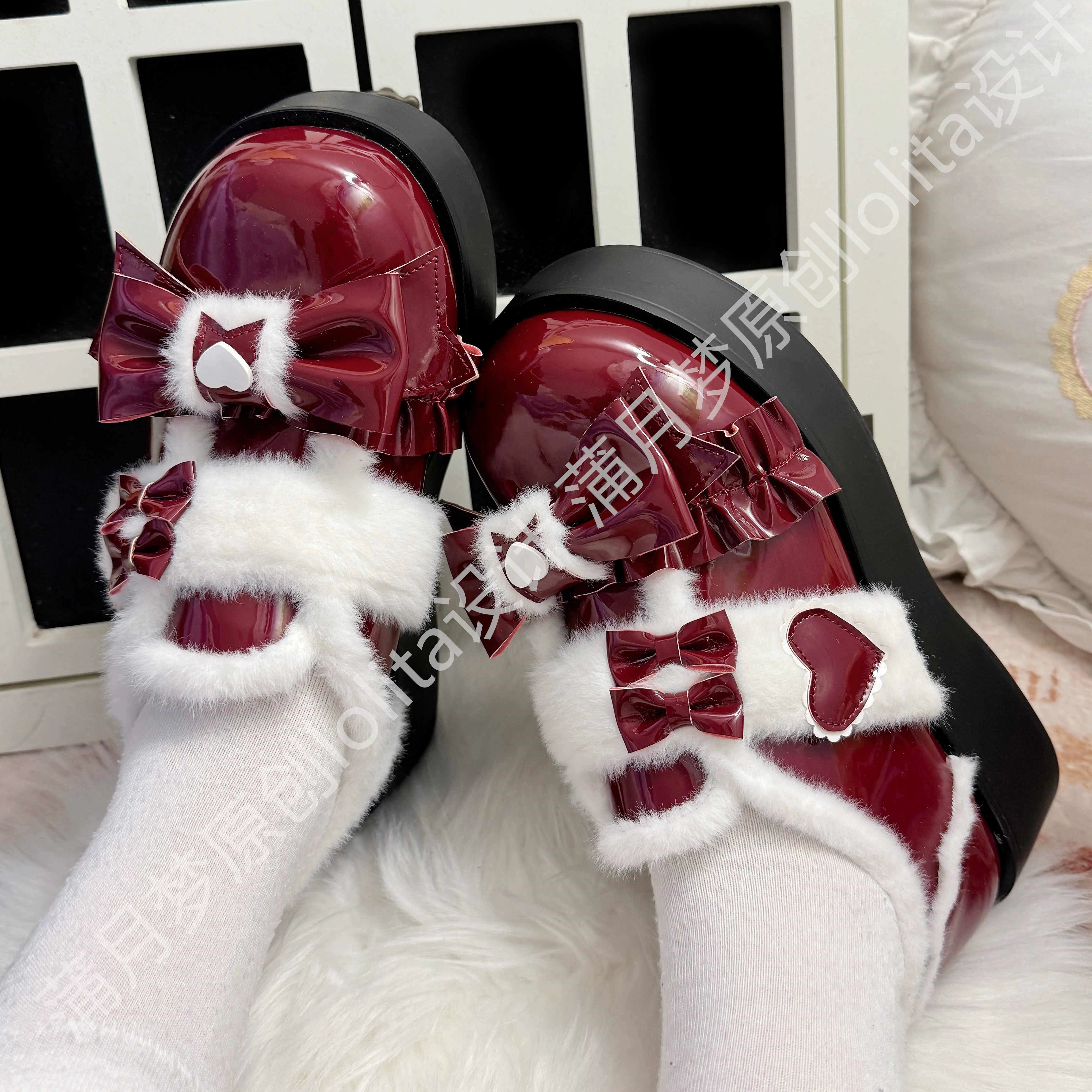 Puyuemeng - Cozy Cake - Winter Warm-lined Sweet Lolita Platform Shoes 44044:793962