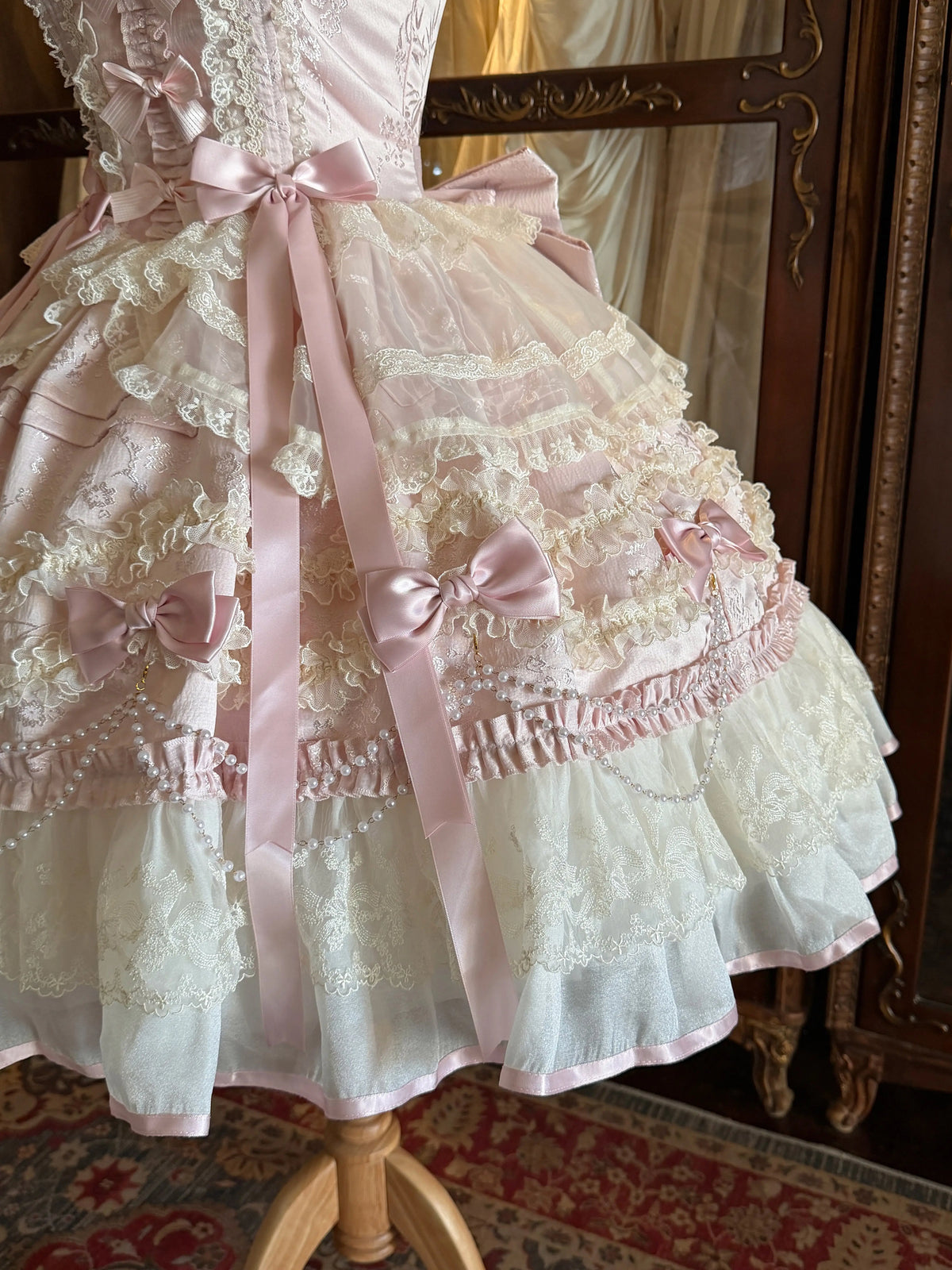 Jenny Love Song - Sweet Lolita Jacquard JSK Dress Set, Detachable Bows 46118:875629