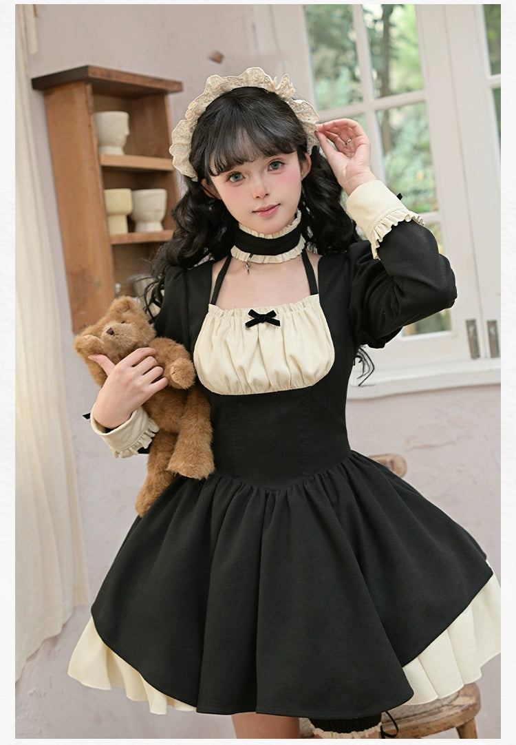 With PUJI - Suki - Maid Lolita OP Set, Detachable Apron, Juliet Sleeve
