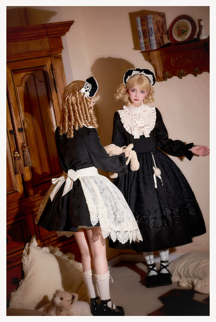 With PUJI - Twilight Choir - Twin Lolita OP Suit Loose Version Dress with Apron
