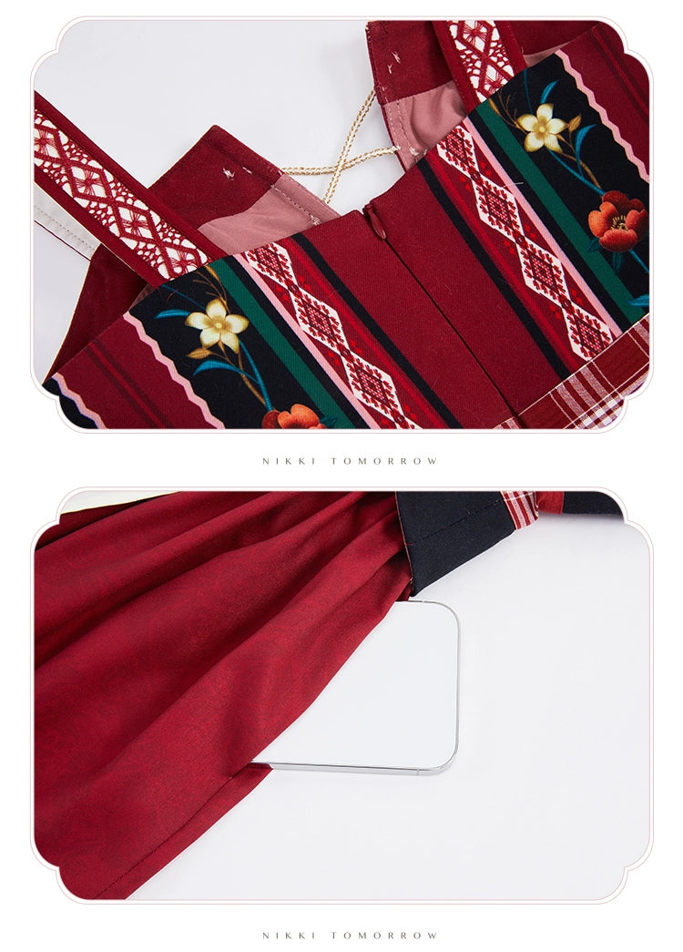 Nikki Tomorrow - Goose Pleasure - Country Lolita Red JSK Dress Apricot Shirt 38306:582510