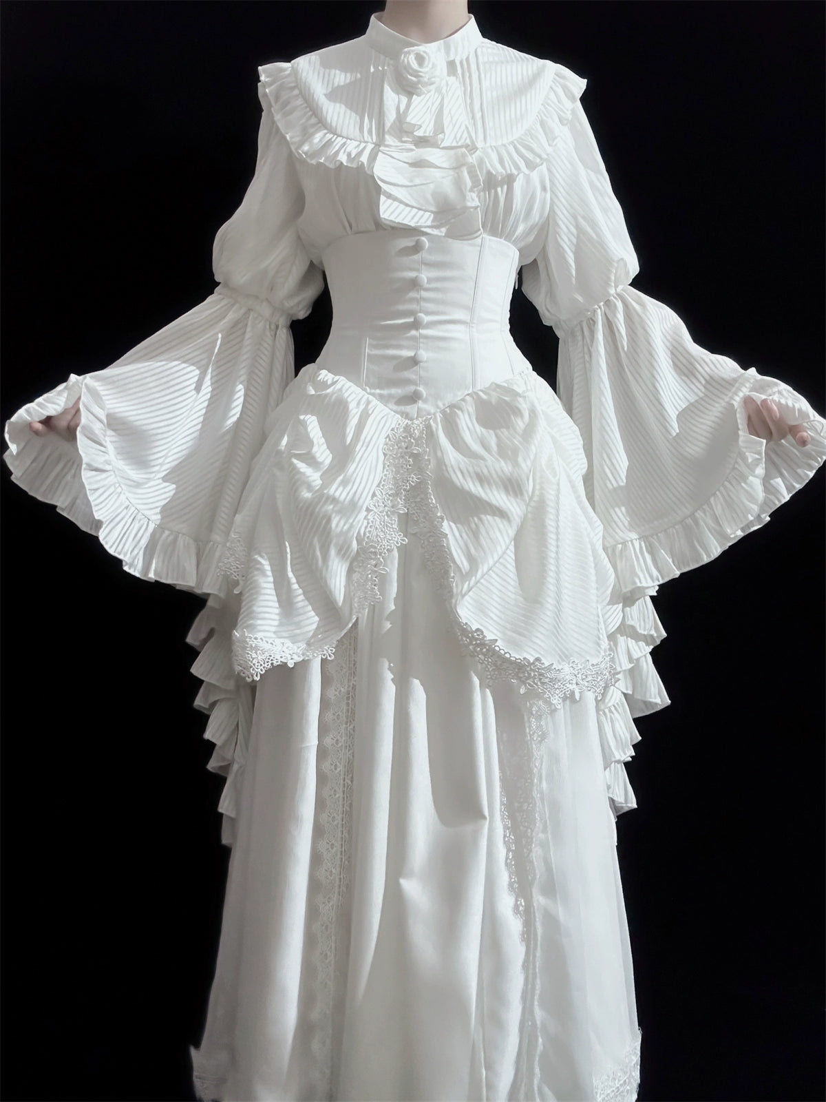 Muppet Mind Ben - Dreaming - Gothic Lolita Skirt Fishbone Long Skirt Ruffled Hem 36858:608392