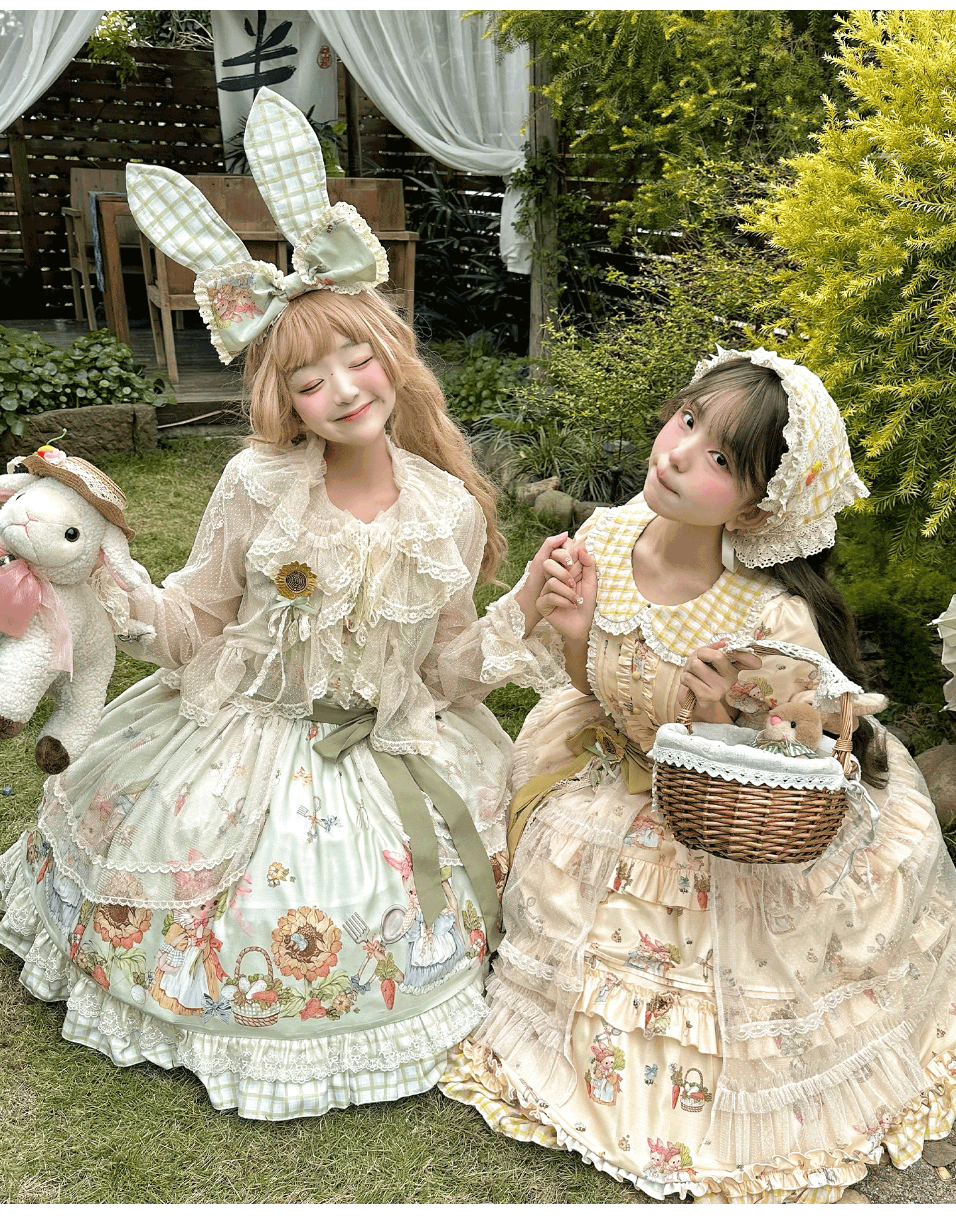 Bunny Harvest Season - Country Lolita Peter Pan Collar OP, Bunny Print JSK 44533:811852