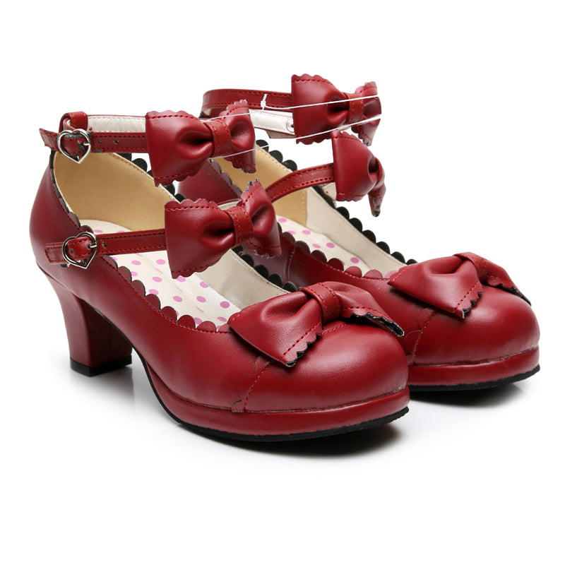 Sosic~Gott Melody~ Round-head Bowtie Leather Lolita Shoes   