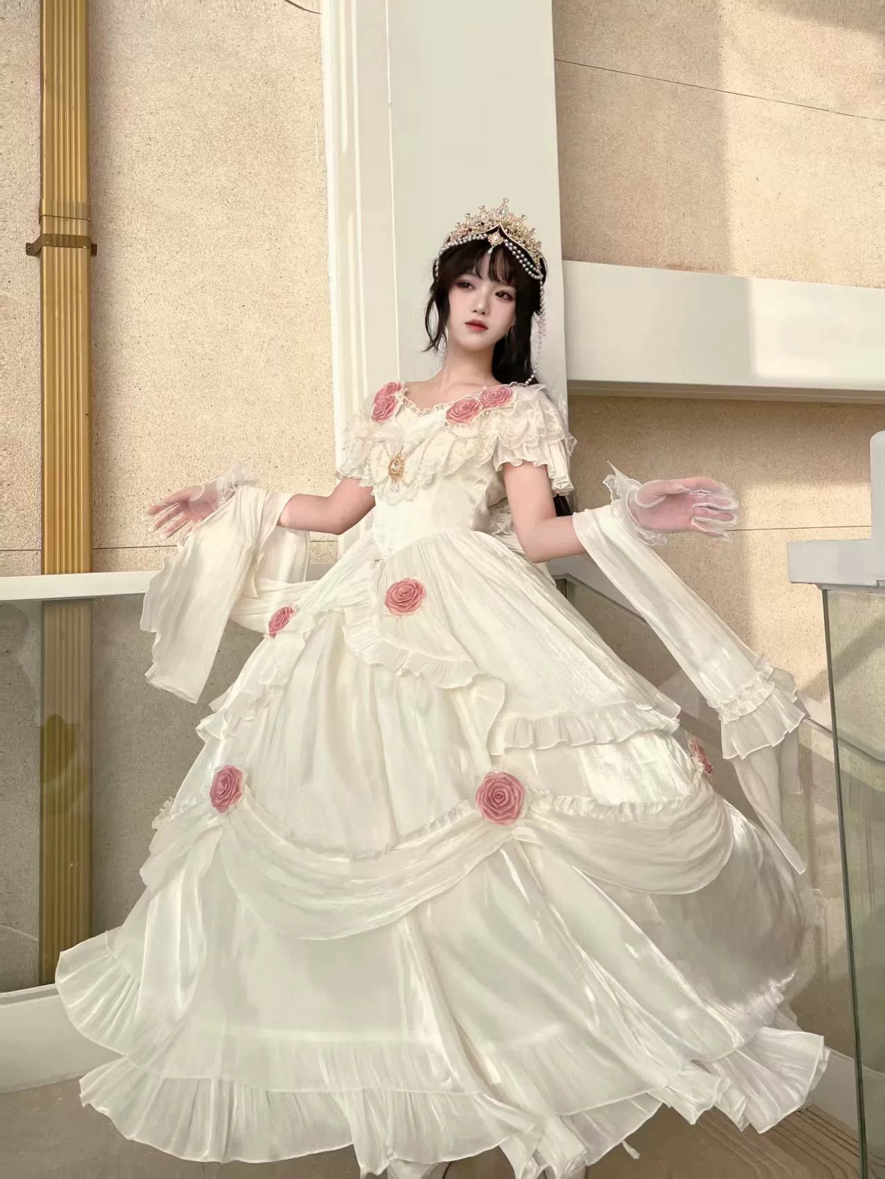 Meowing and fruity - Tana Manor - Classic Lolita OP Dress, Floral Decoration