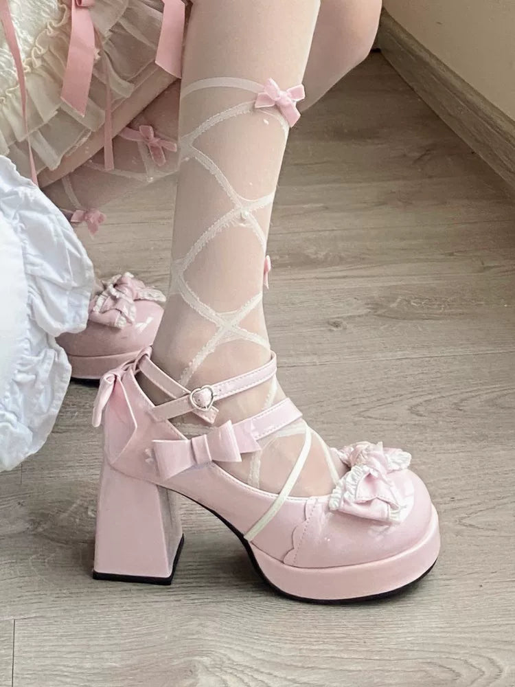 Girly Heart - Sweet Lolita Chunky Heels Shoes, Dreamy Bows 44740:820849