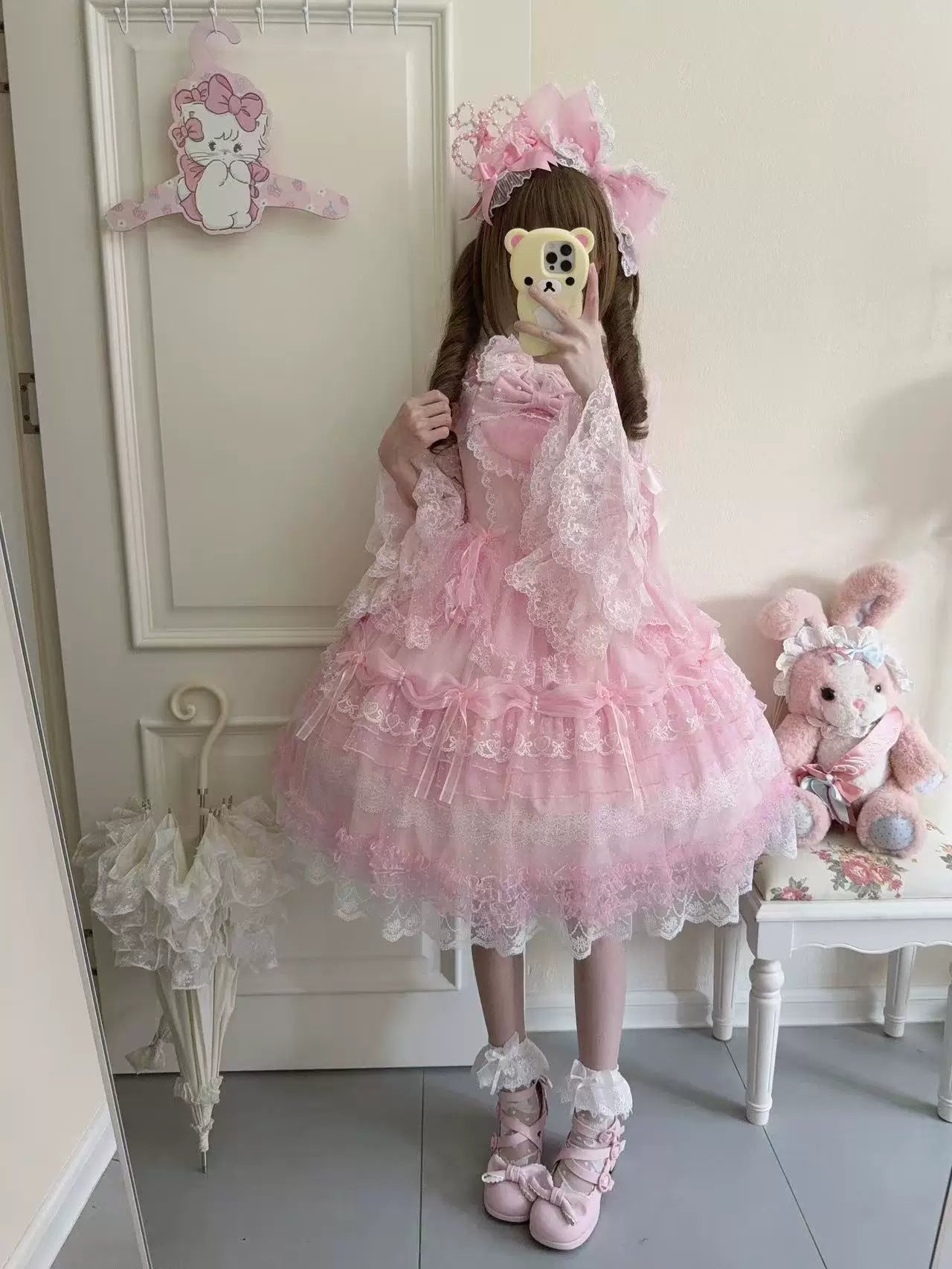 Sugar Knot - Sweet Lolita Chiffon JSK, Tiered Skirt, Doll-Like