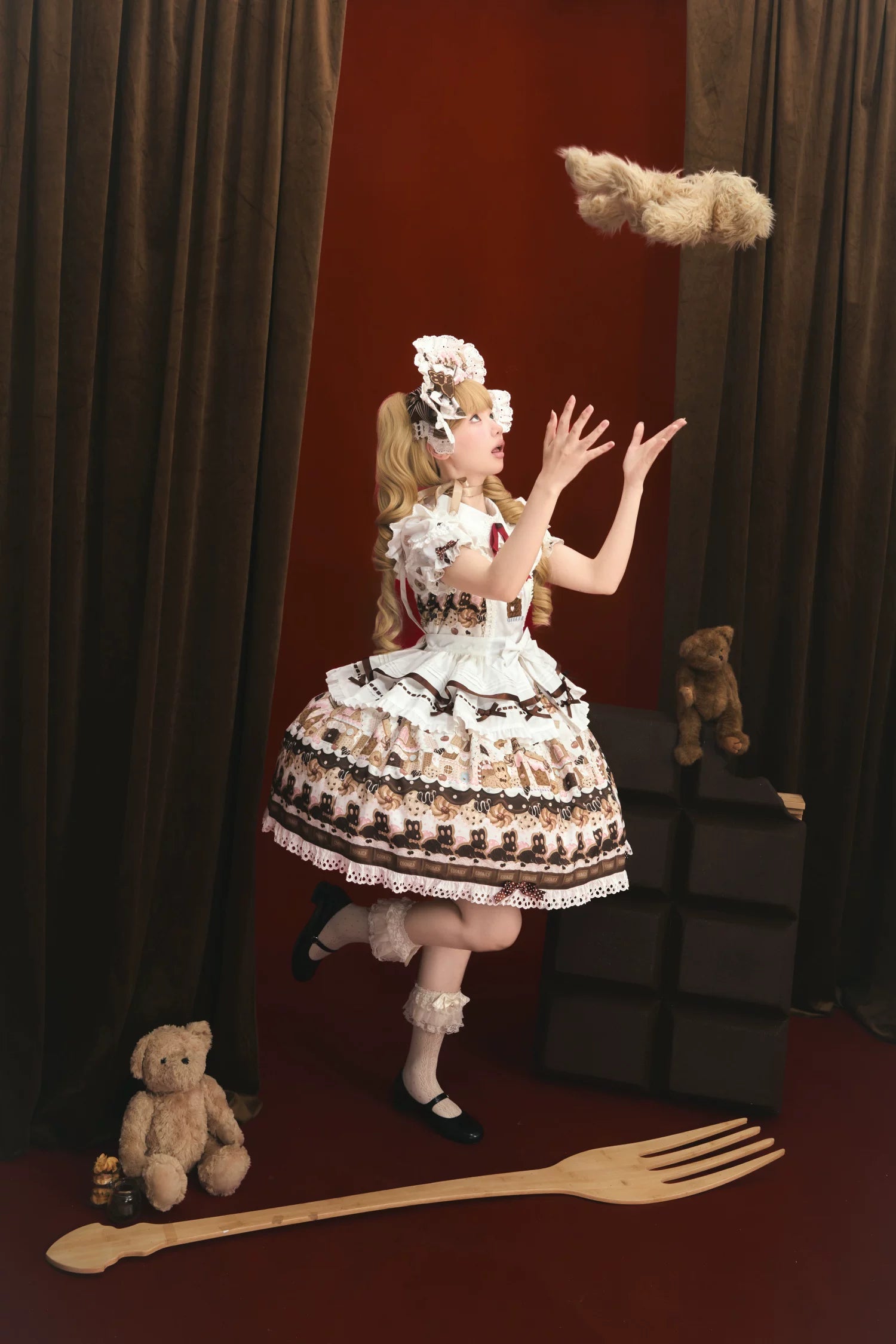 Bunny Gingerbread House - Kawaii Lolita Printed OP Dress with Bows