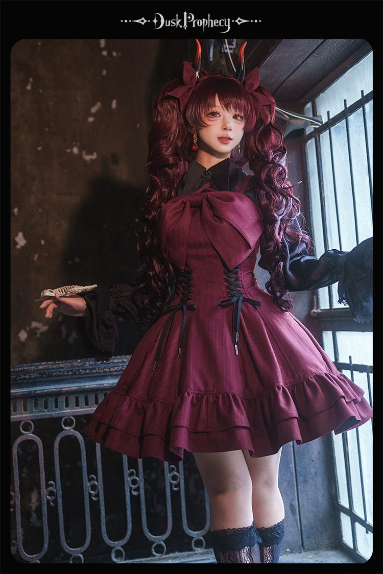 DuskProphecy - Heron - Classic Lolita Striped JSK Dress, Halter Neckline 44313:802974