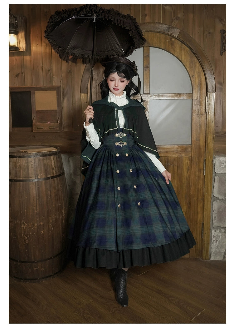 With PUJI - Berlin Souvenir - Plaid Preppy Style Lolita Bust Supporting JSK Outfit 43928:789907