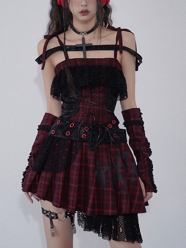 (BFM)WSW~Magic Rhythm~Punk Lolita JSK Dress with Red and Black Straps   