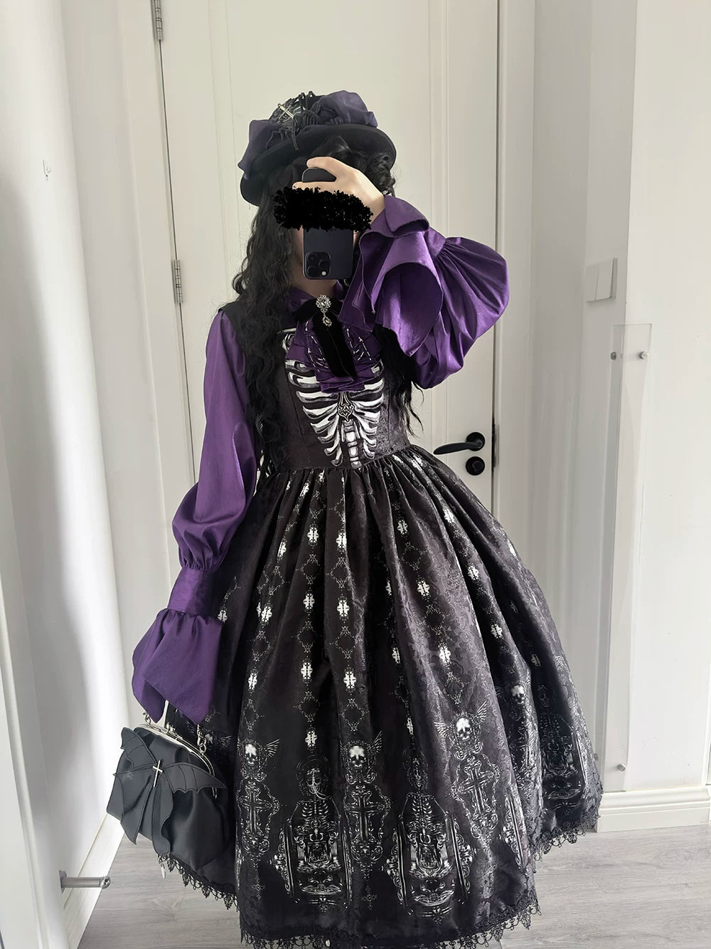 Moonnight Return - Gothic Lolita JSK Dress, Skeleton & Cross Print 44638:816229