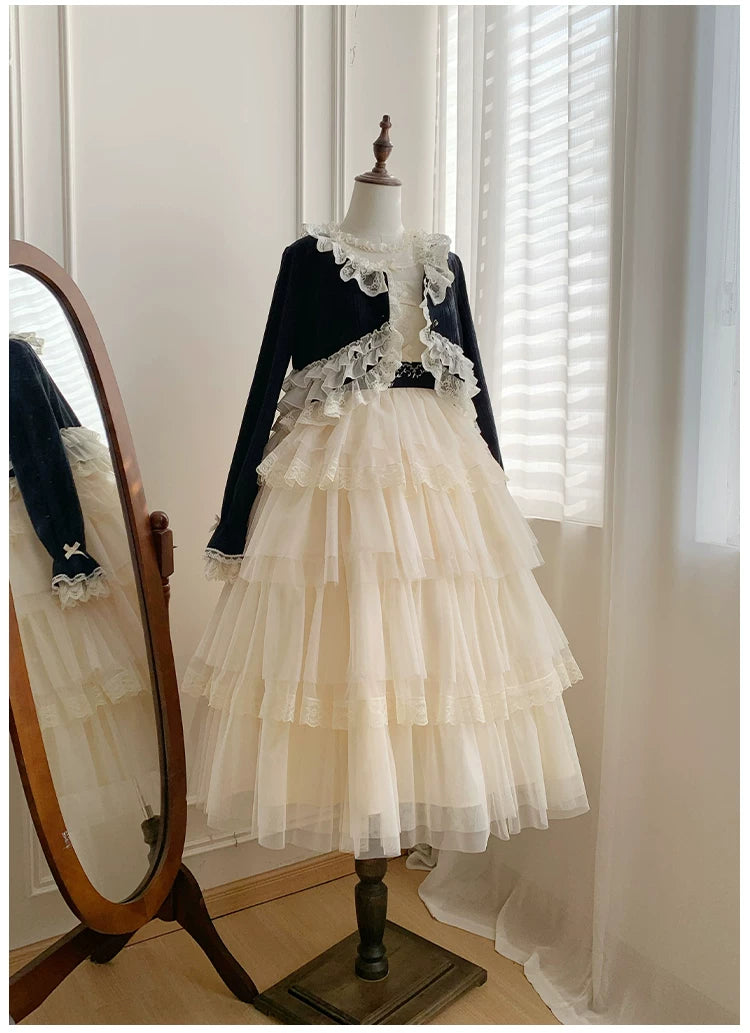 Bloom Period - Elegant Lolita Bolero, Layered Lace Ruffles 44623:817284