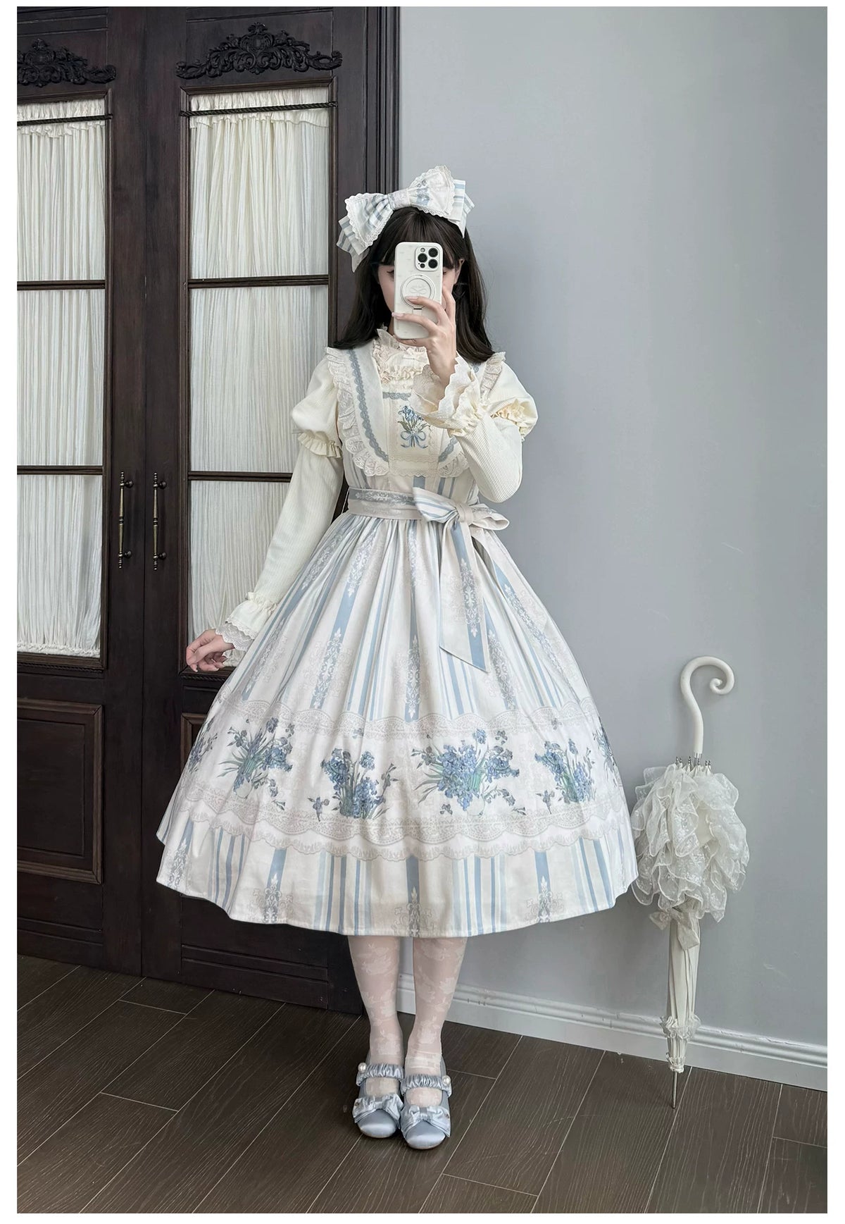 Iris - Classic Lolita JSK Dress Set, Iris Print and Embroidery 45997:871493