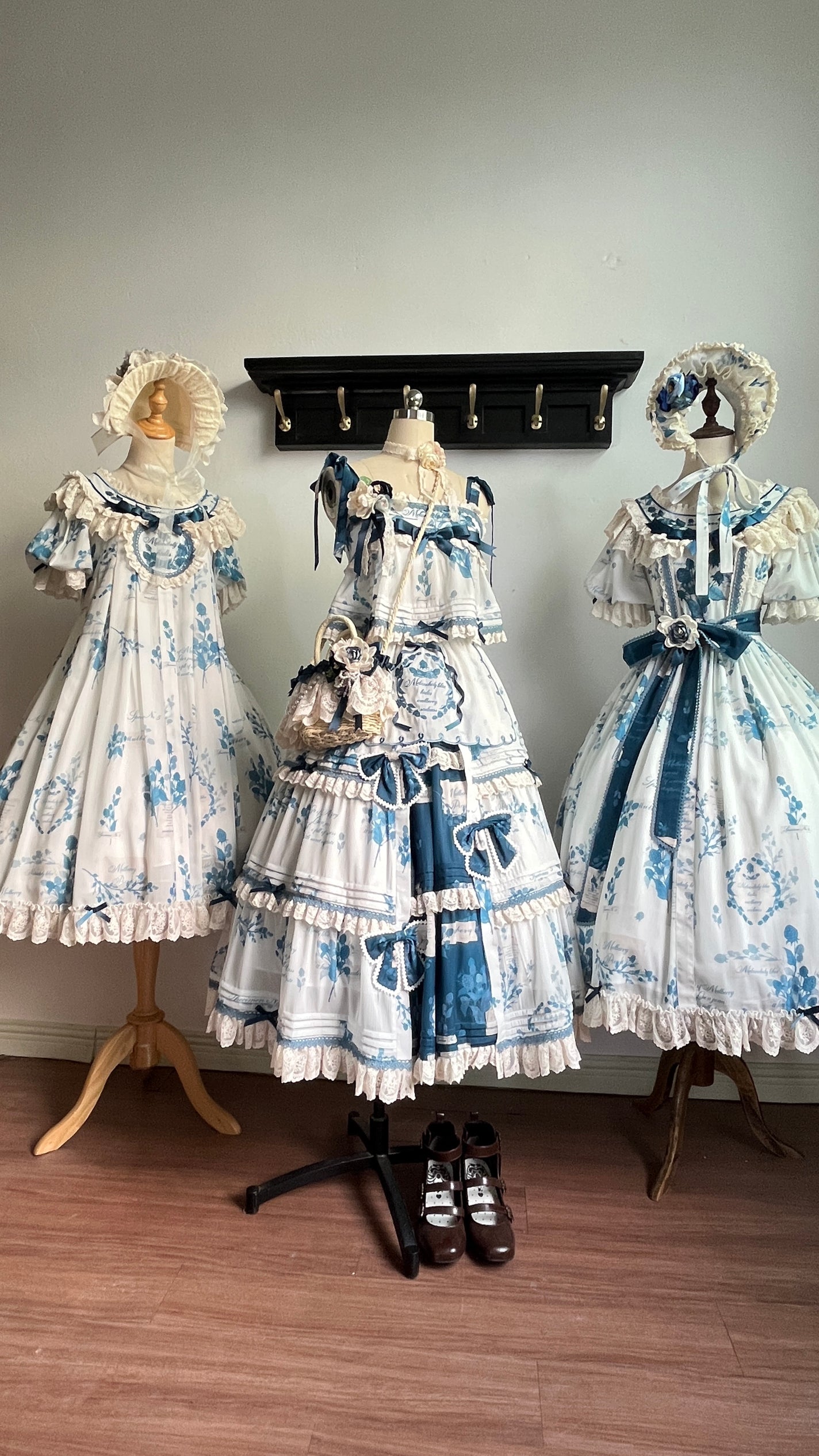 NanShengGe - Mulberry Poem - Country Lolita Printed Dress with Cardigan Set 42513:742838