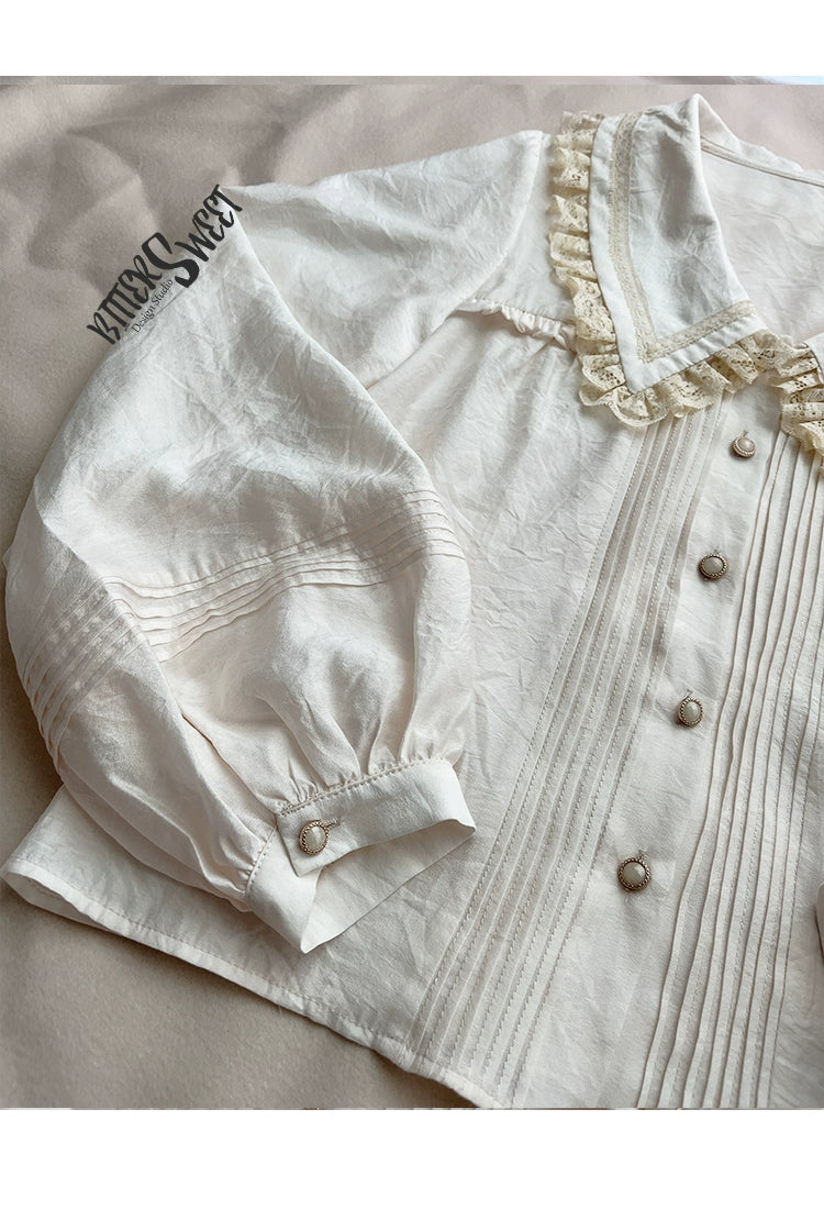 BitterSweet - Elegant Lolita Skirt Set V-neck Long Sleeve Shirt