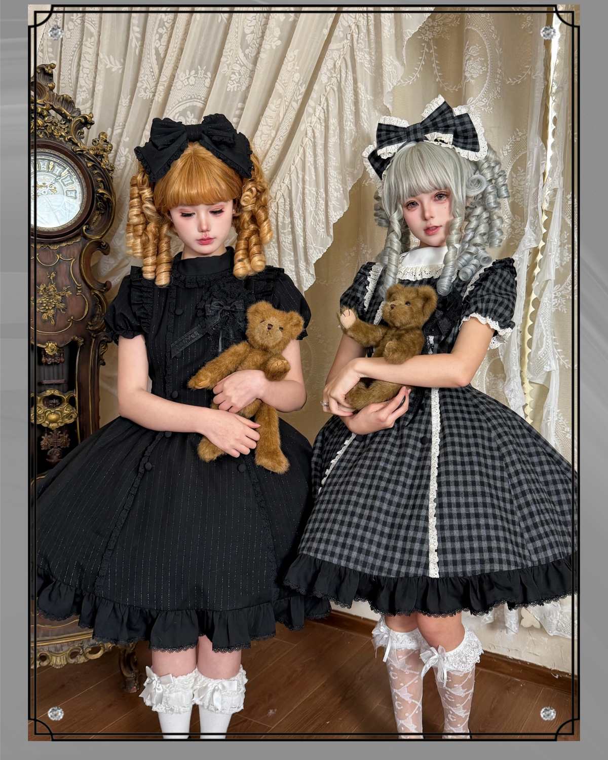 Overseas Letter - Cotton Old School Lolita OP Dress, Gingham & Stripe Patterns 45918:868162