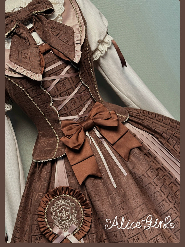 Alice Girl - Bear Chocolate Slab - Classic Lolita Slim Fit JSK & SK Dress 44309:804302