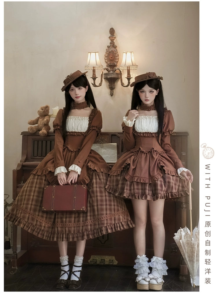 With PUJI - Oak Hymn - Classic Lolita Plaid OP Suit, Side Zipper 43924:791263
