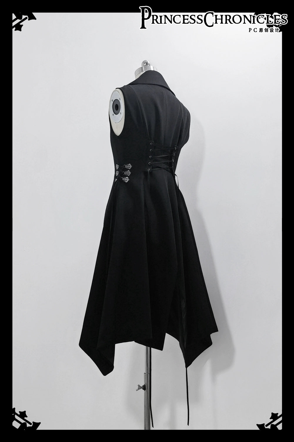 Princess Chronicles - Crimson Ash Zero - Ouji Lolita Vest Handsome Slim Long Black Vest