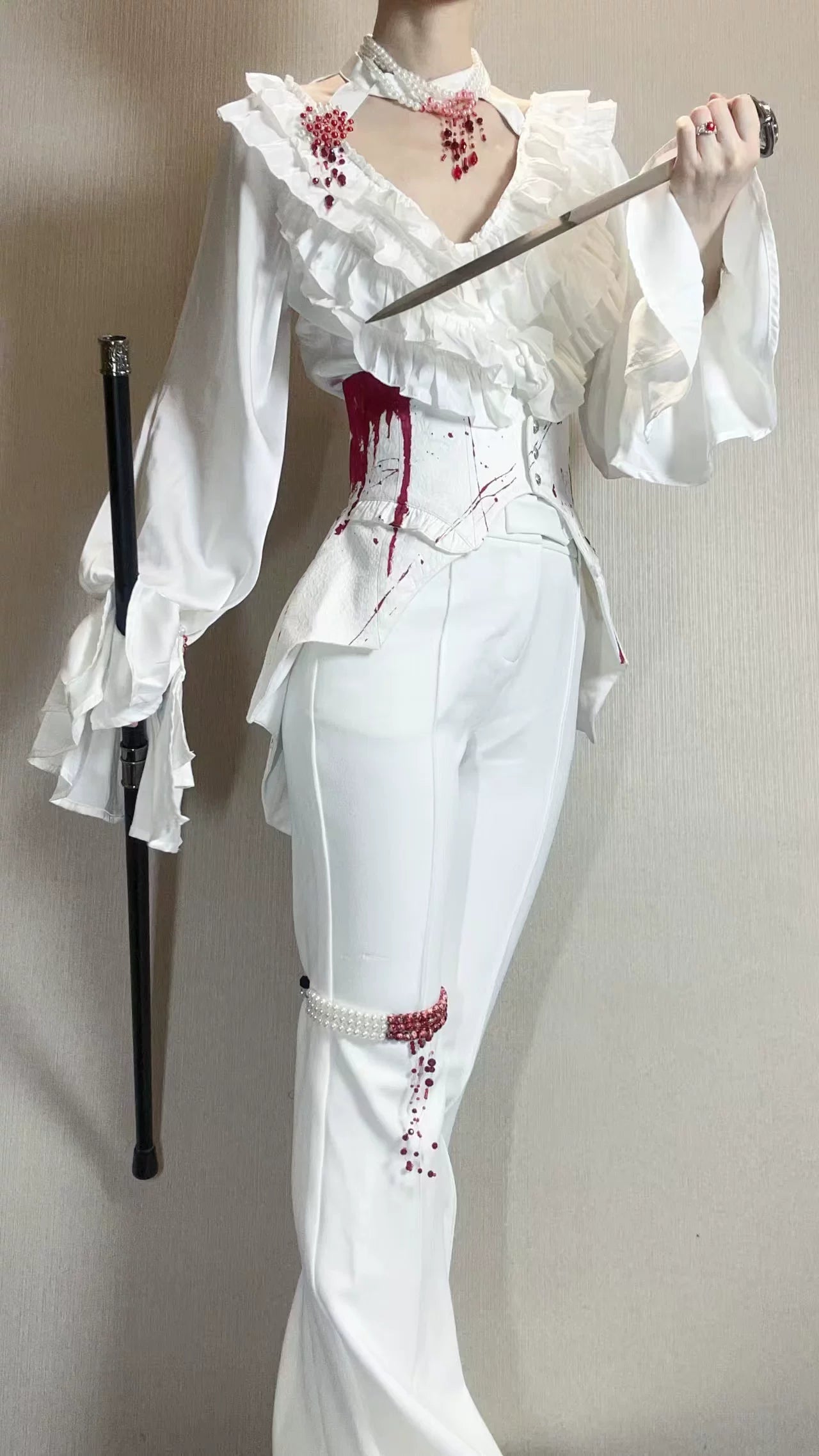 Blue Moon Bone Erosion - Gothic Lolita Waist Cincher, Bat Wing Hem 44453:809545