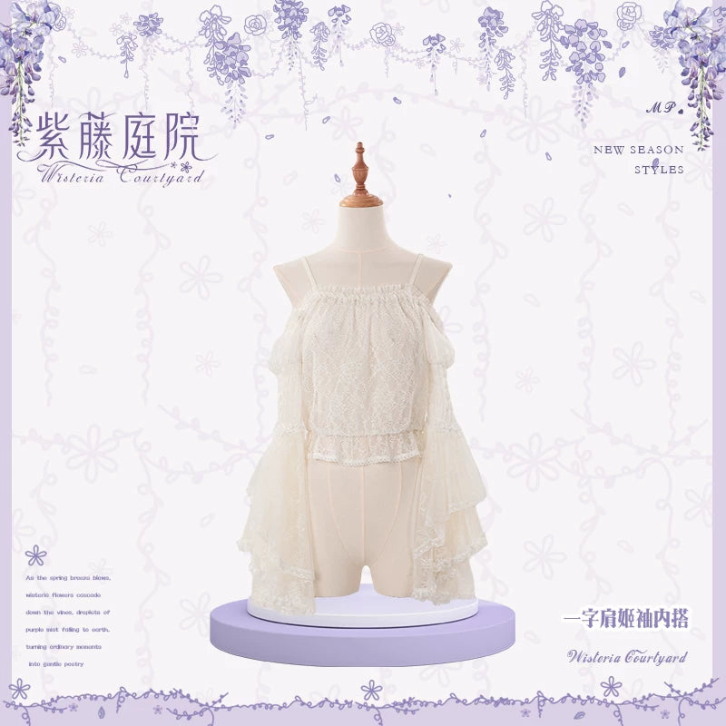 Wisteria Courtyard - Dreamy Purple Classic Lolita Dress, Wisteria Embroidery (L M S XL XS) 45299:843687
