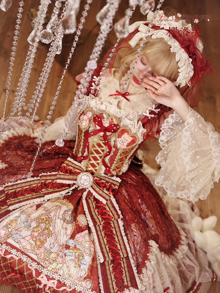 YingLuoFu - Doll Fantasy Box - Sweet Lolita JSK Dress & Tulle Blouse Set 44261:801487