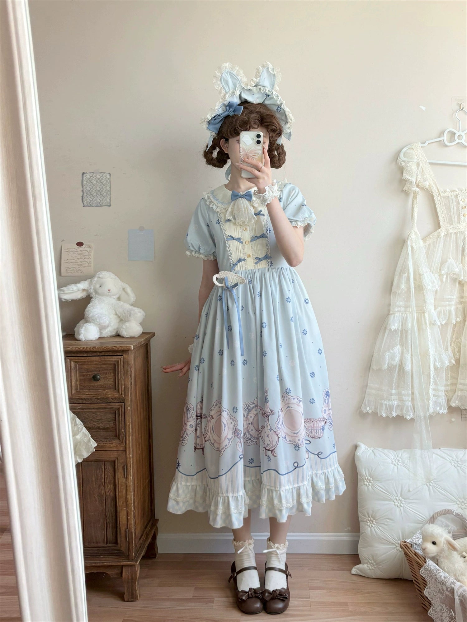 Uncle's Workshop - Veronica Spring Tea - Plate Printed Sweet Lolita Dress