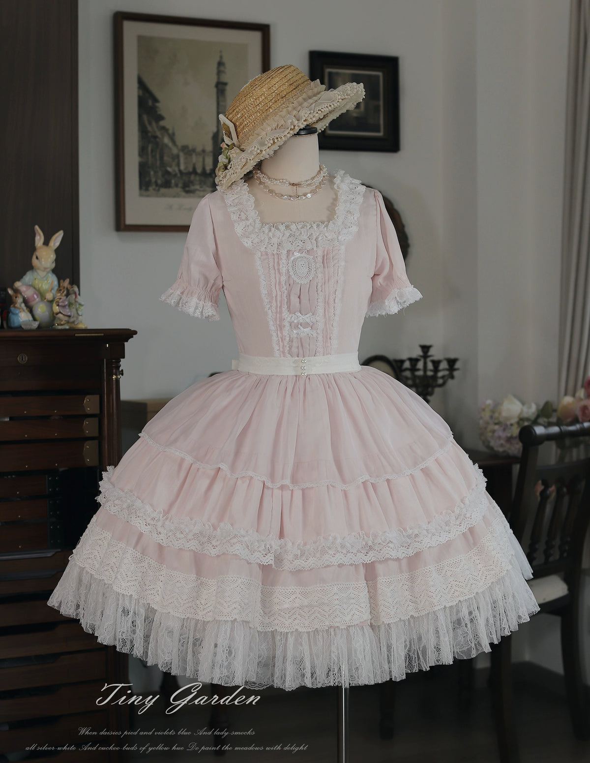 Garden Jardin - Cotton Classic Lolita OP Dress With Tiered Ruffles (L M S XL) 45927:868632