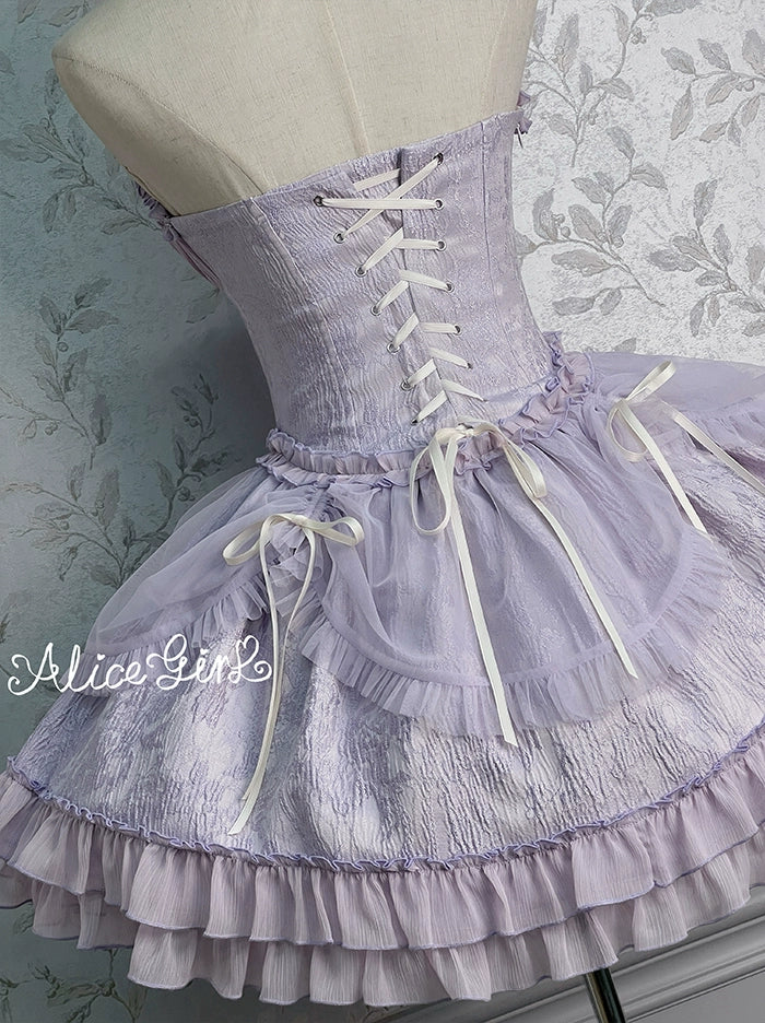 Alice Girl - Cross Maiden - Gothic Lolita Purple JSK Dress With Cross Halterneck & Voile Overlay