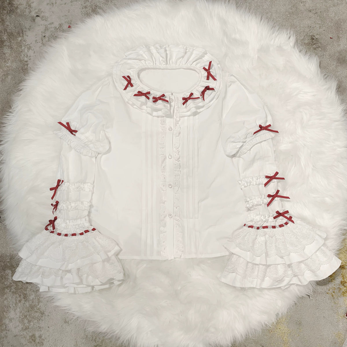 Chubby Cat Diary - Plus Size Sweet Lolita Shirt, Detachable Sleeves (2XL 3XL L M S XL) 43750:784774