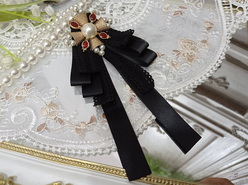 Miss Point - Rose Doll - Elegant Lolita Brooch Lolita Lapel Pin Multicolors Black Cross Brooch