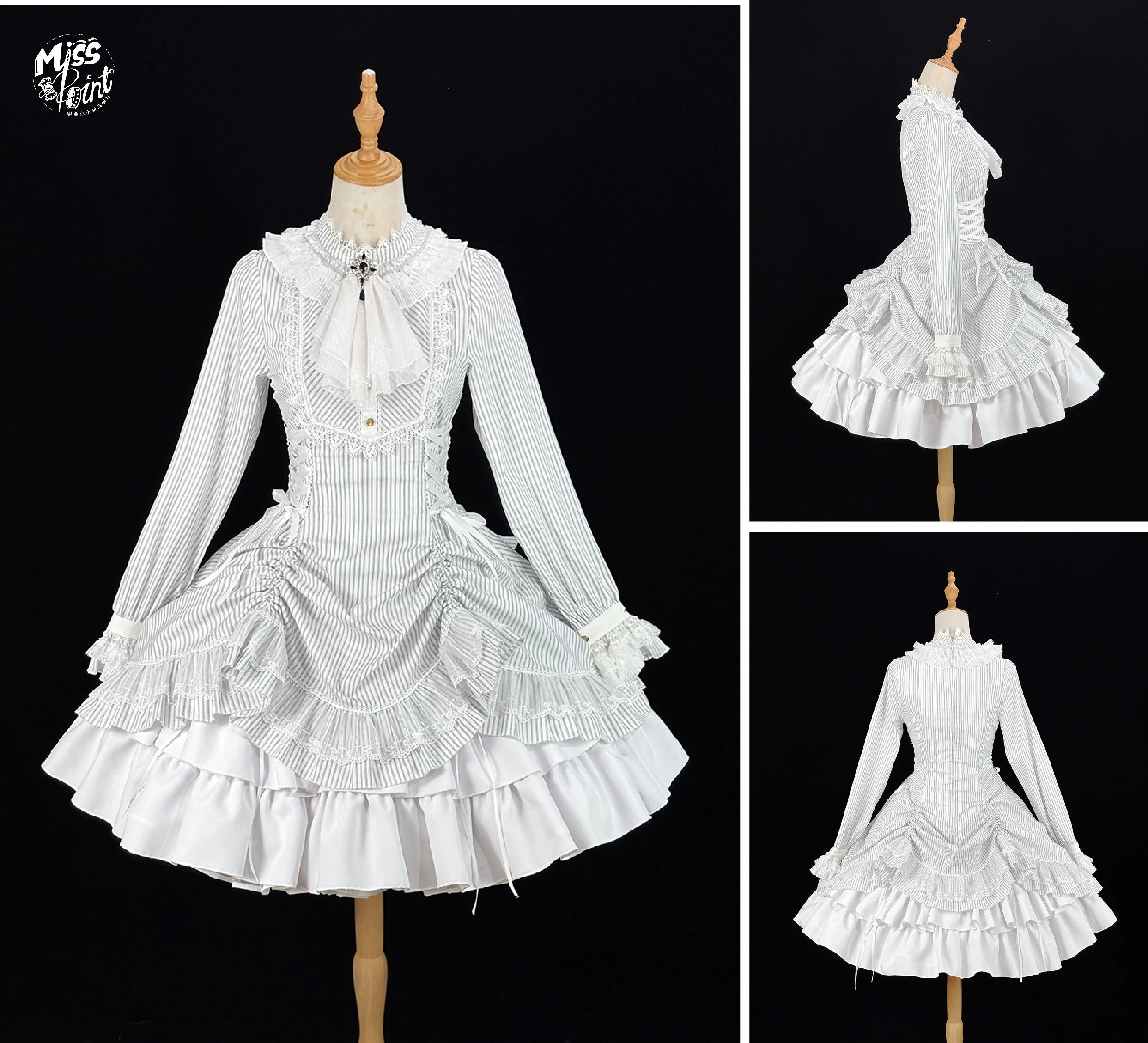 Perint Manor - Gothic Lolita Striped Dress, Tailor-made