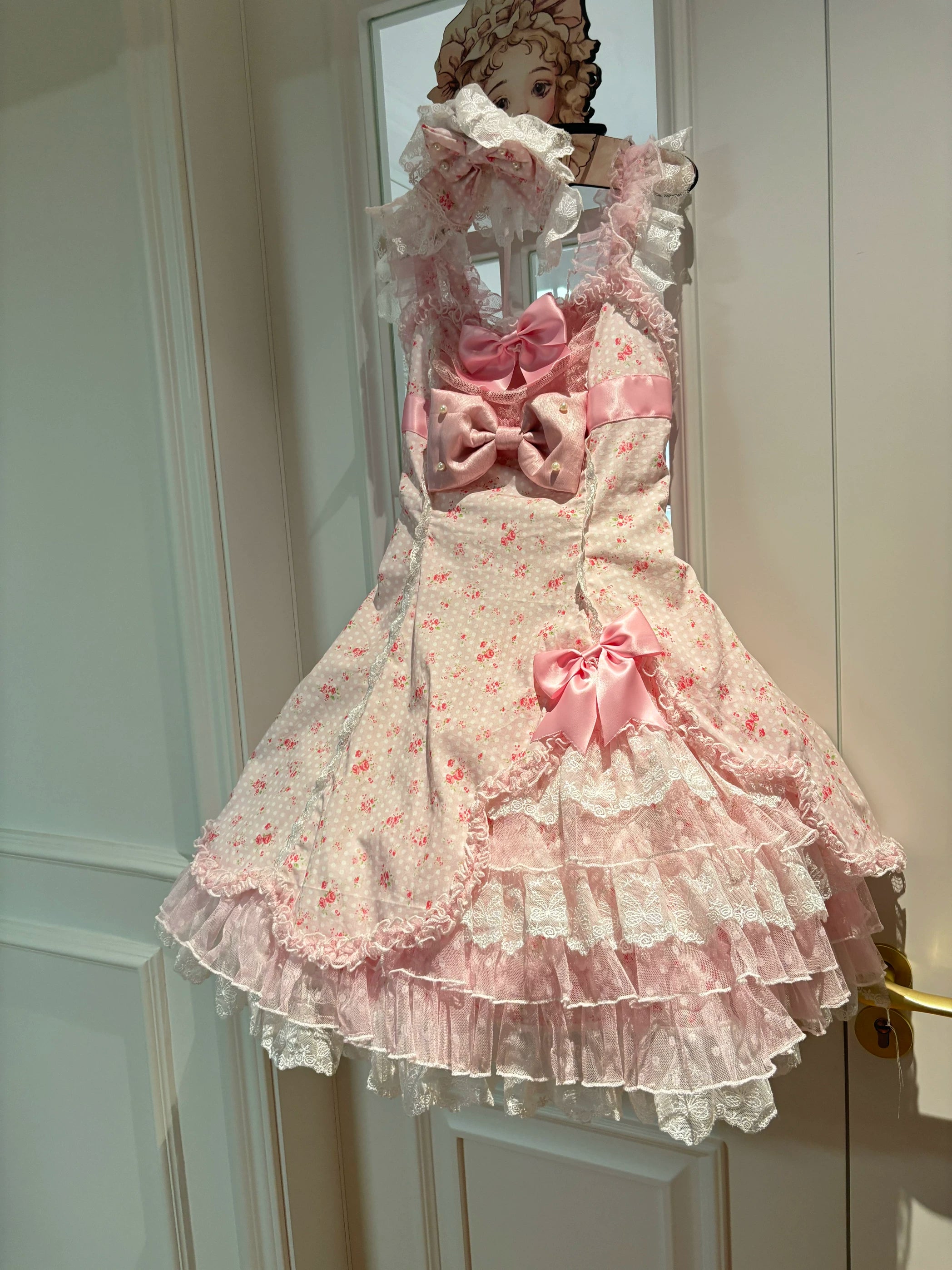 Spring Bud - Old School Lolita Floral Print JSK Dress, Layered Skirt 45036:834345