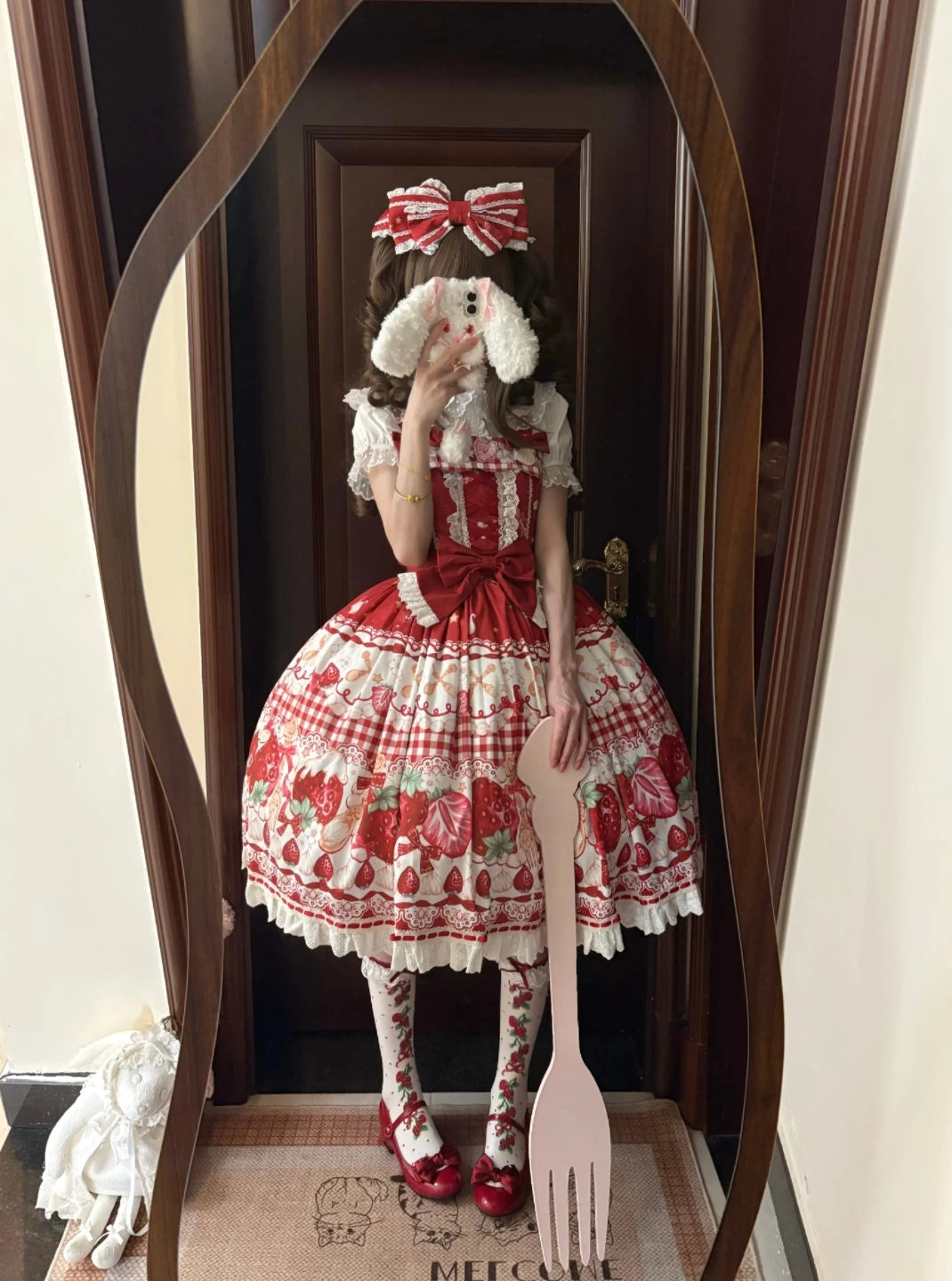 Plaid Strawberry Jam - Sweet Lolita Strawberry Printed JSK Dress 45545:852991
